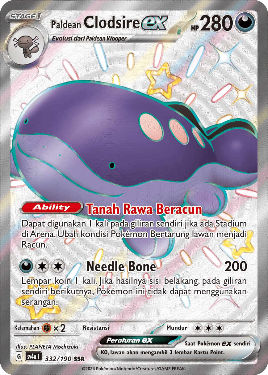 Paldean Clodsire ex 332 — Harta Berkilau ex (Indonesian Pokémon TCG card)