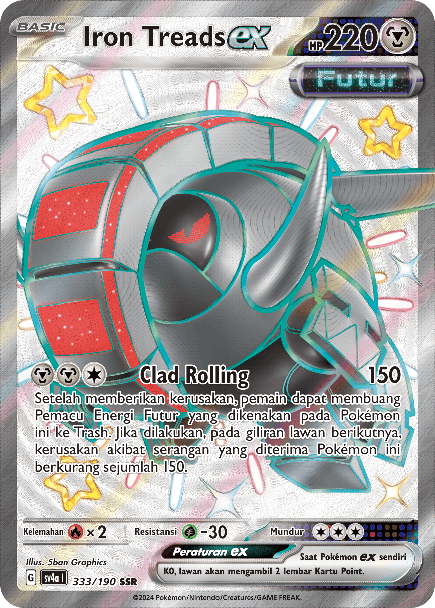 Iron Treads ex 333 — Harta Berkilau ex (Indonesian Pokémon TCG card)