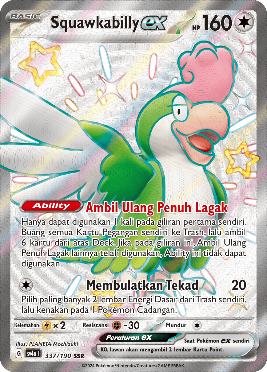 Squawkabilly ex 337 — Harta Berkilau ex (Indonesian Pokémon TCG card)
