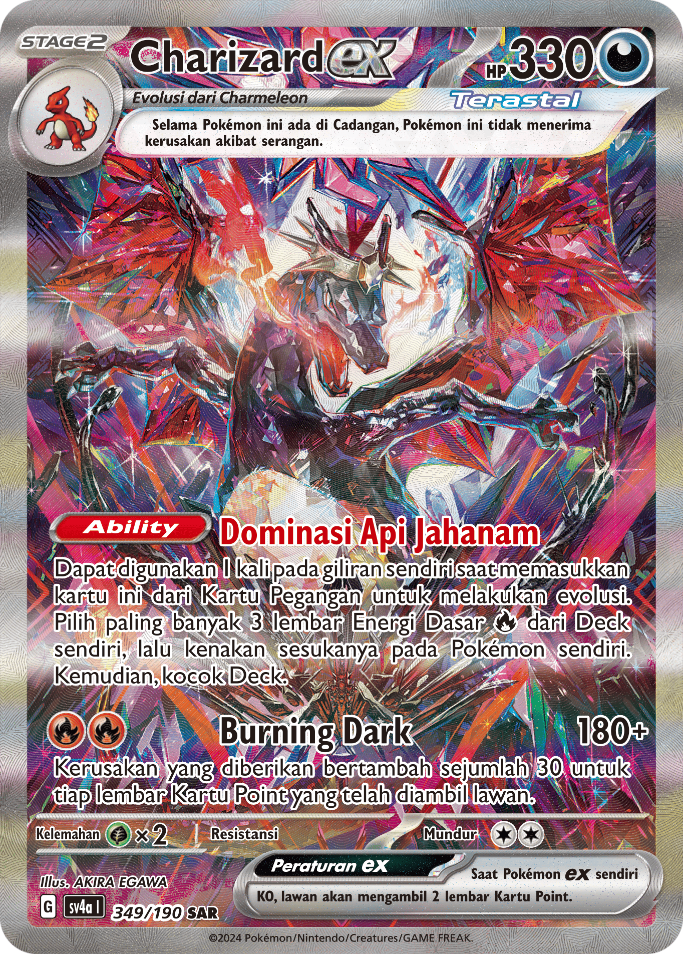 Charizard ex 349 — Harta Berkilau ex (Indonesian Pokémon TCG card)