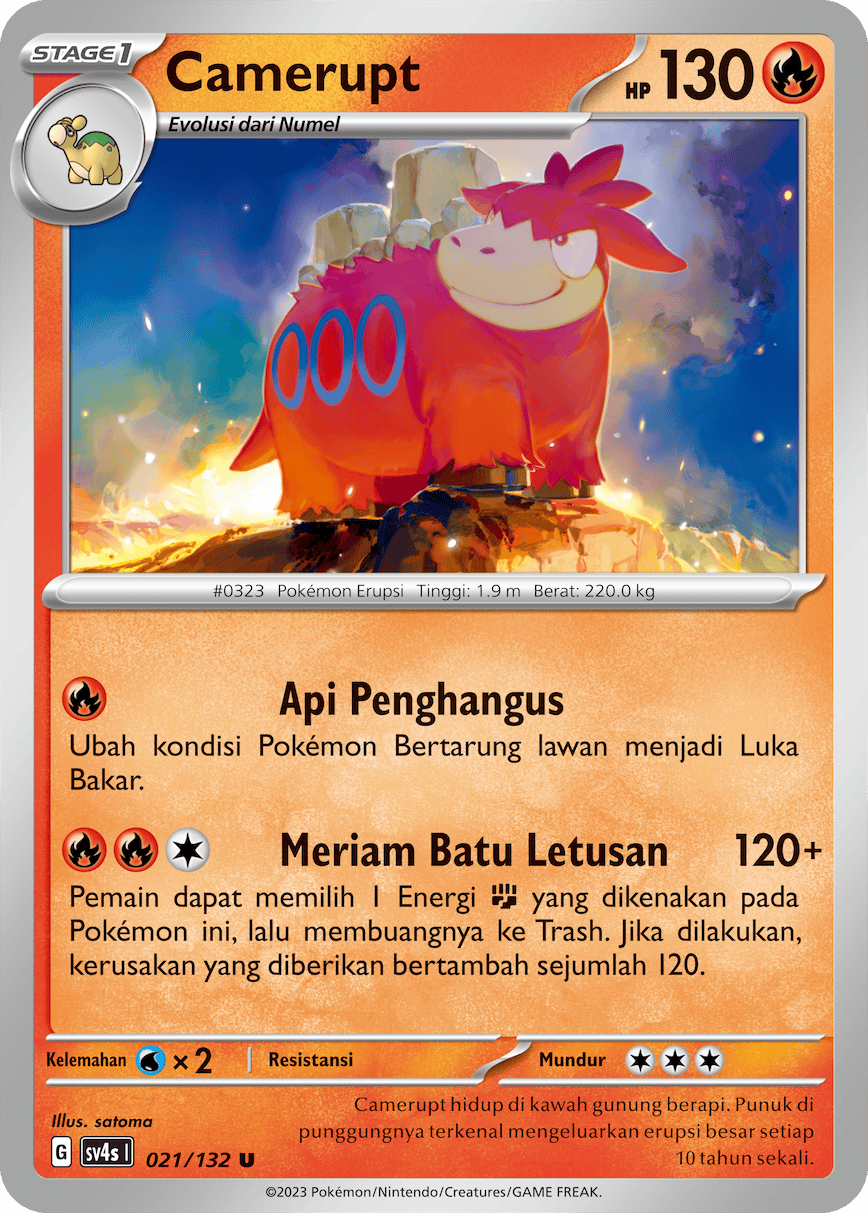 Camerupt 021/132 — Pertemuan Paradoks (Indonesian Pokémon TCG card)