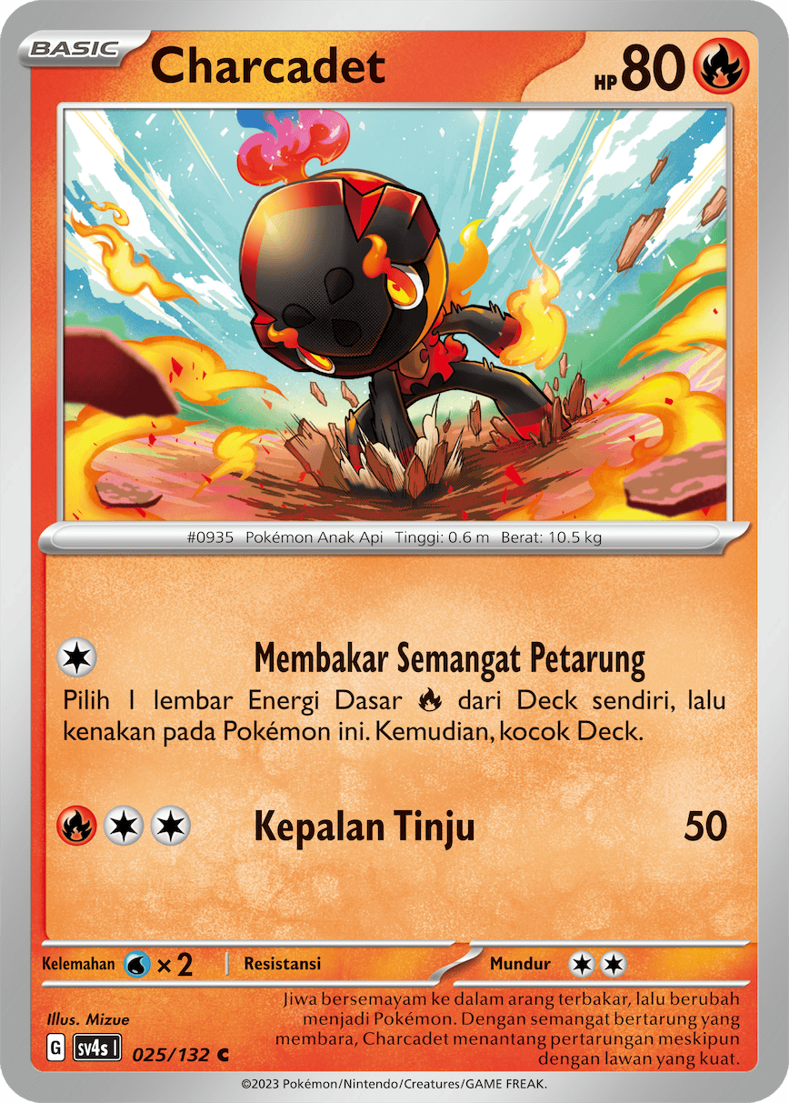 Charcadet 025/132 — Pertemuan Paradoks (Indonesian Pokémon TCG card)