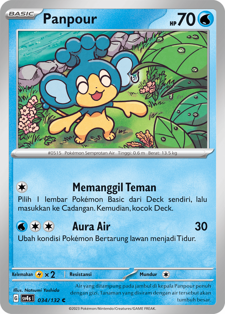Panpour 034/132 — Pertemuan Paradoks (Indonesian Pokémon TCG card)