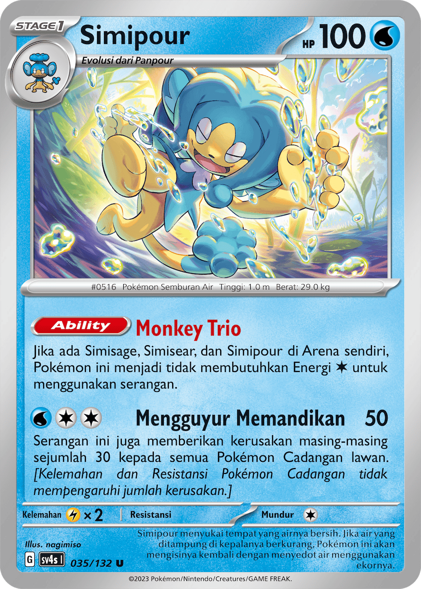Simipour 035/132 — Pertemuan Paradoks (Indonesian Pokémon TCG card)