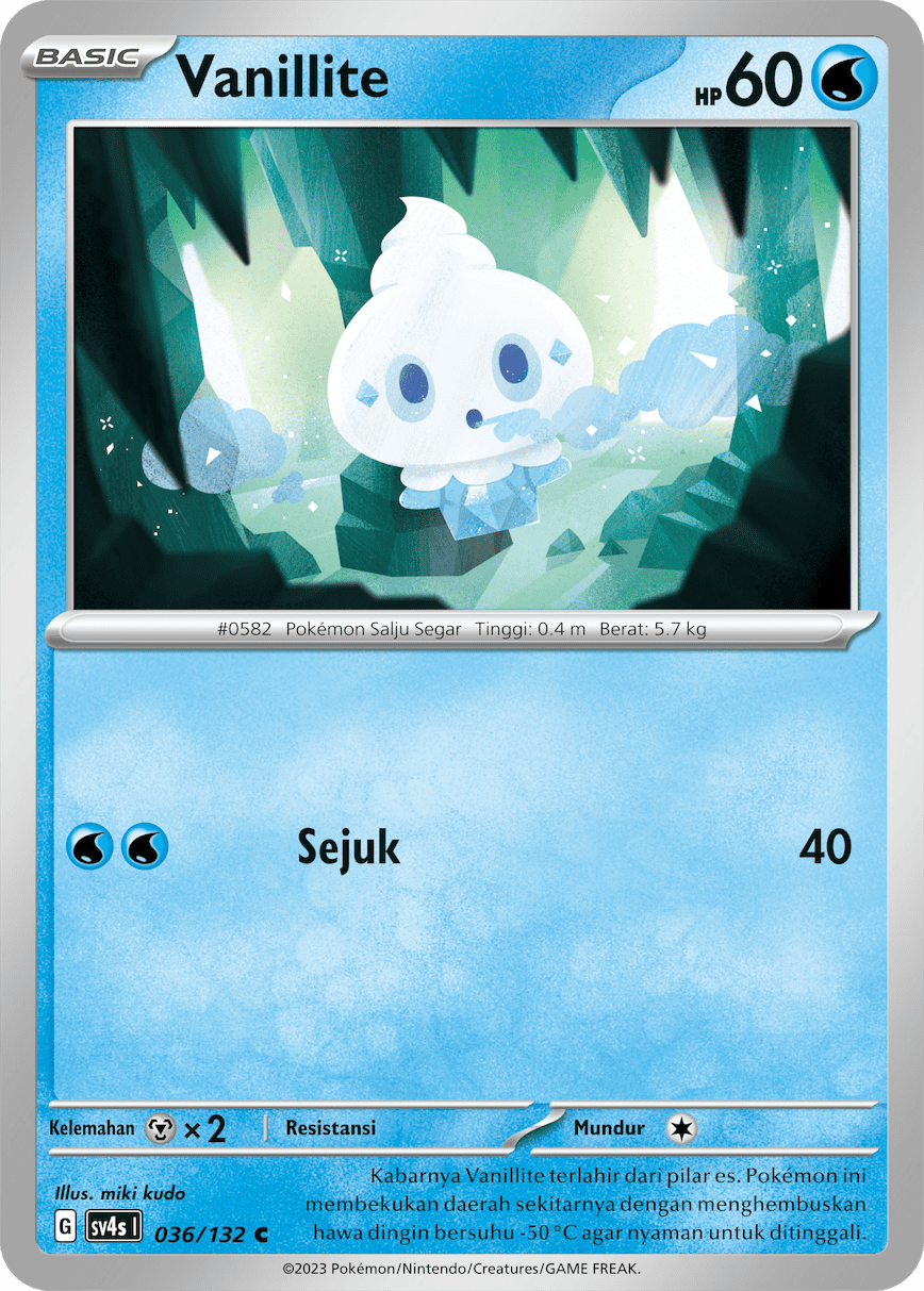 Vanillite 036/132 — Pertemuan Paradoks (Indonesian Pokémon TCG card)