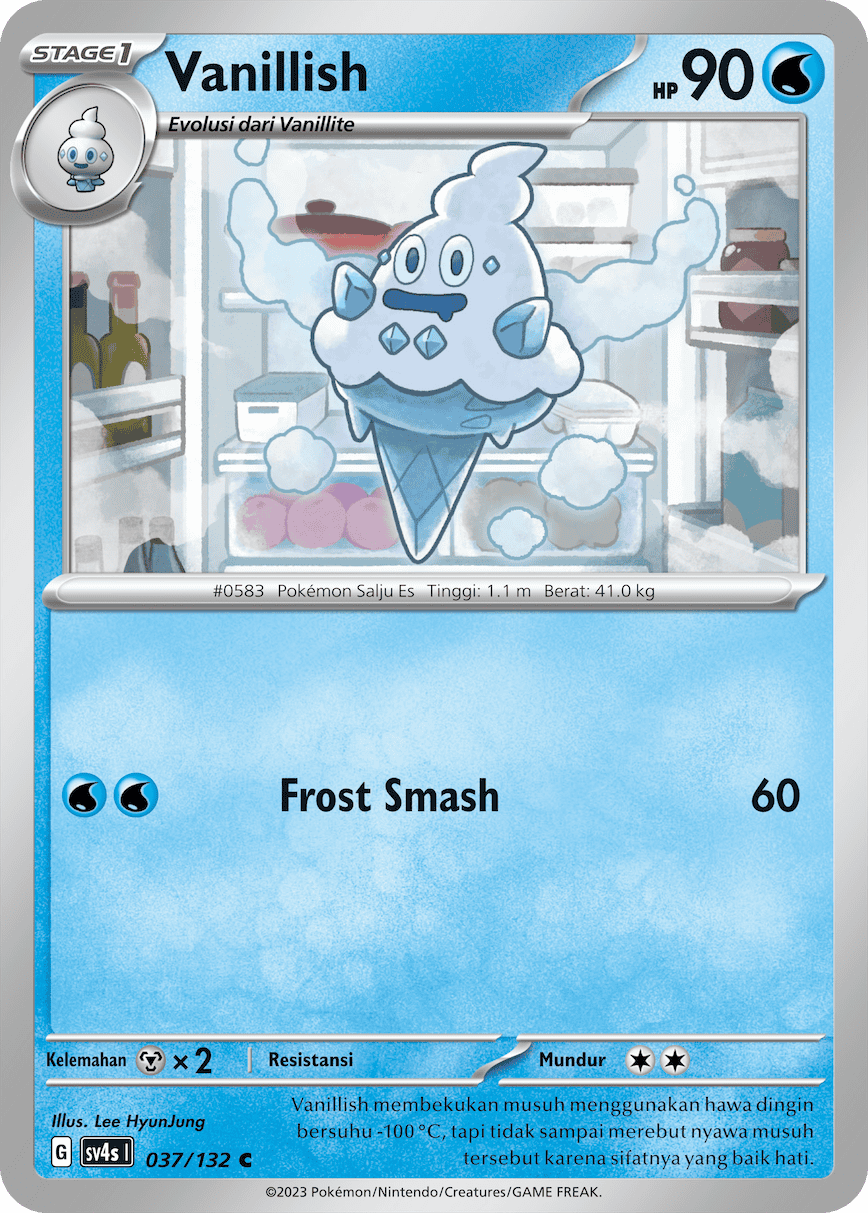 Vanillish 037/132 — Pertemuan Paradoks (Indonesian Pokémon TCG card)