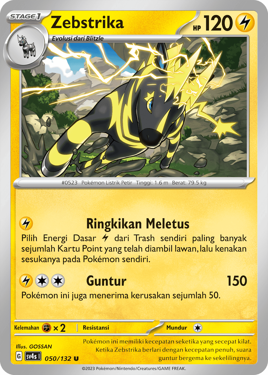 Zebstrika 050/132 — Pertemuan Paradoks (Indonesian Pokémon TCG card)