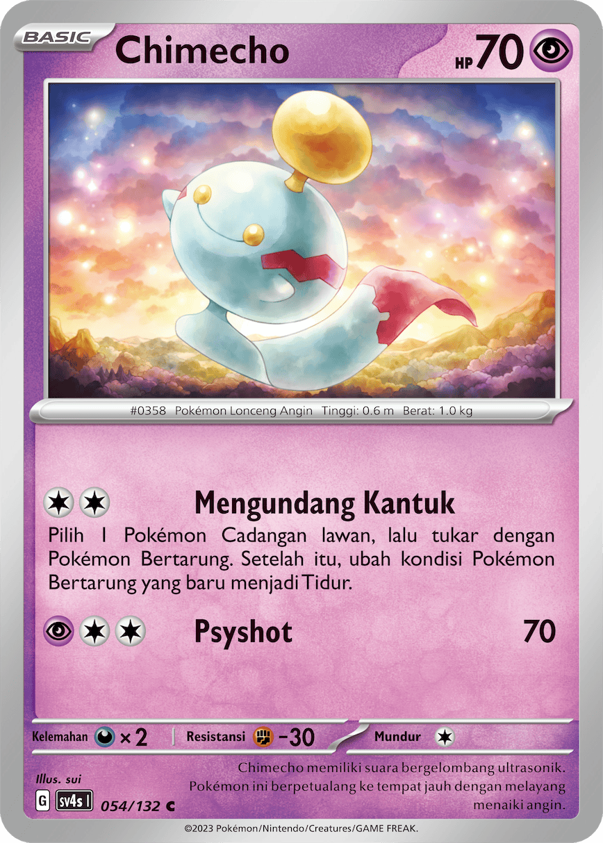 Chimecho 054/132 — Pertemuan Paradoks (Indonesian Pokémon TCG card)