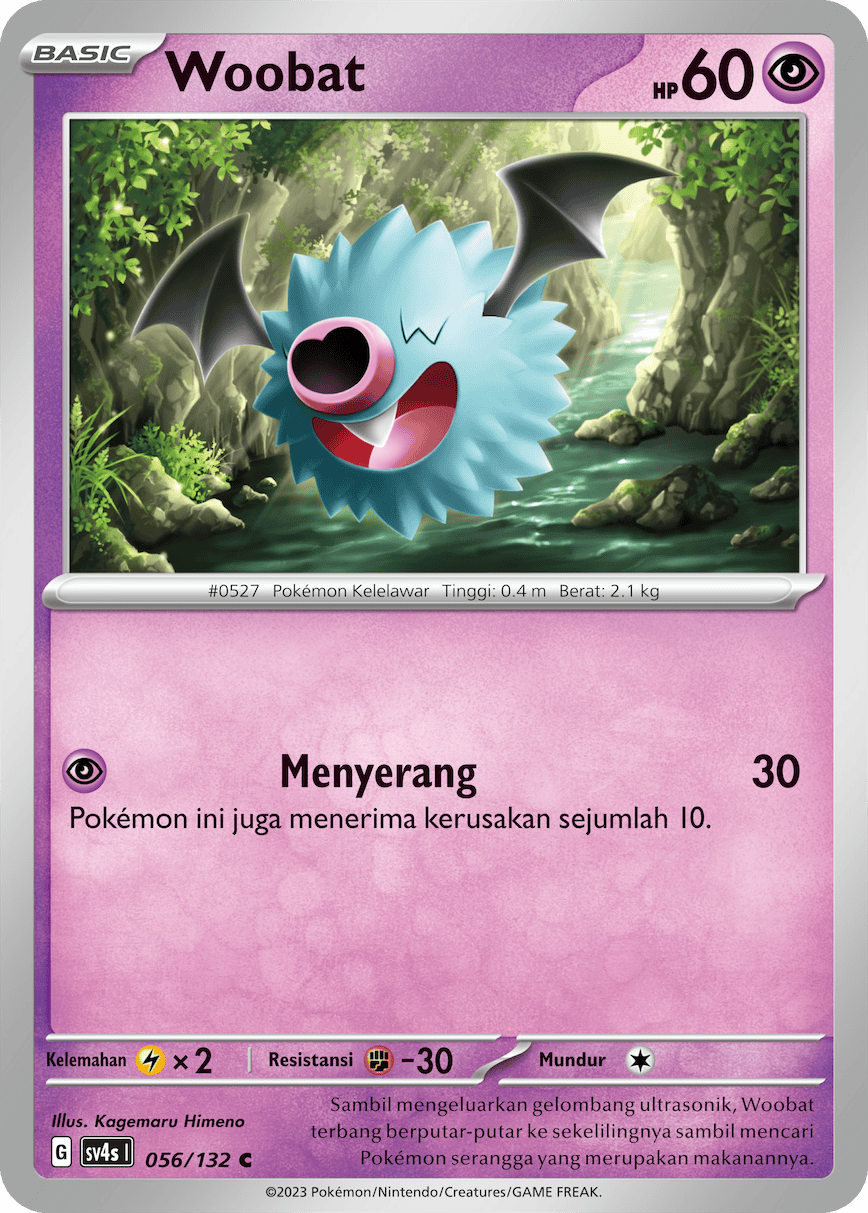 Woobat 056/132 — Pertemuan Paradoks (Indonesian Pokémon TCG card)