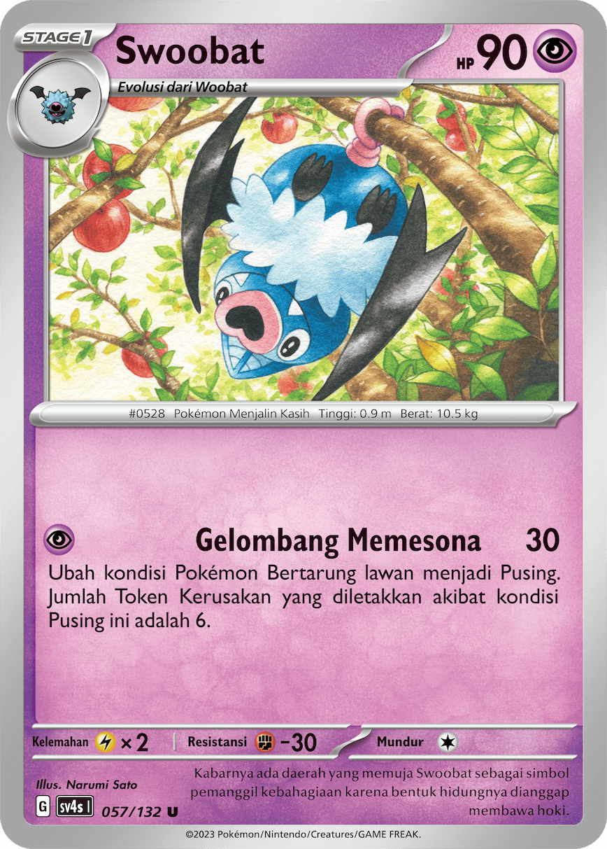 Swoobat 057/132 — Pertemuan Paradoks (Indonesian Pokémon TCG card)