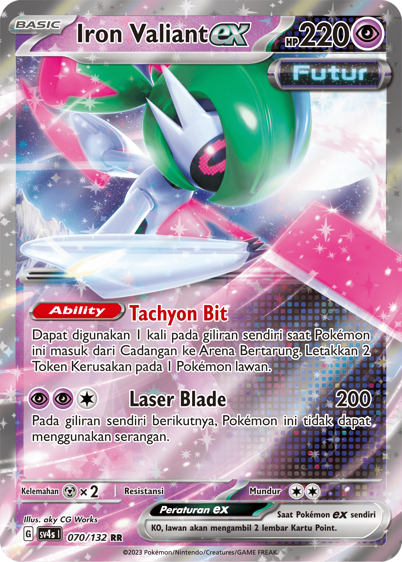 Iron Valiant ex 070/132 — Pertemuan Paradoks (Indonesian Pokémon TCG card)