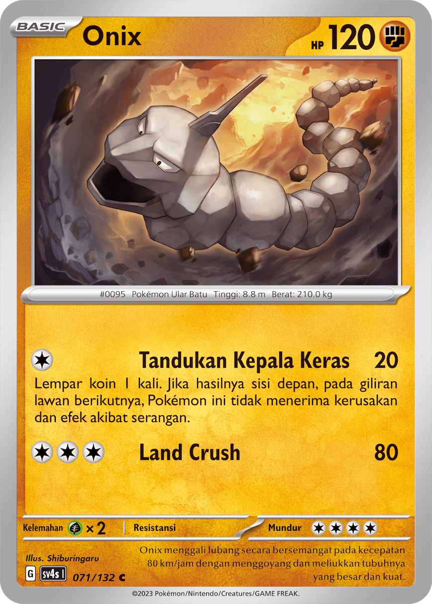 Onix 071/132 — Pertemuan Paradoks (Indonesian Pokémon TCG card)