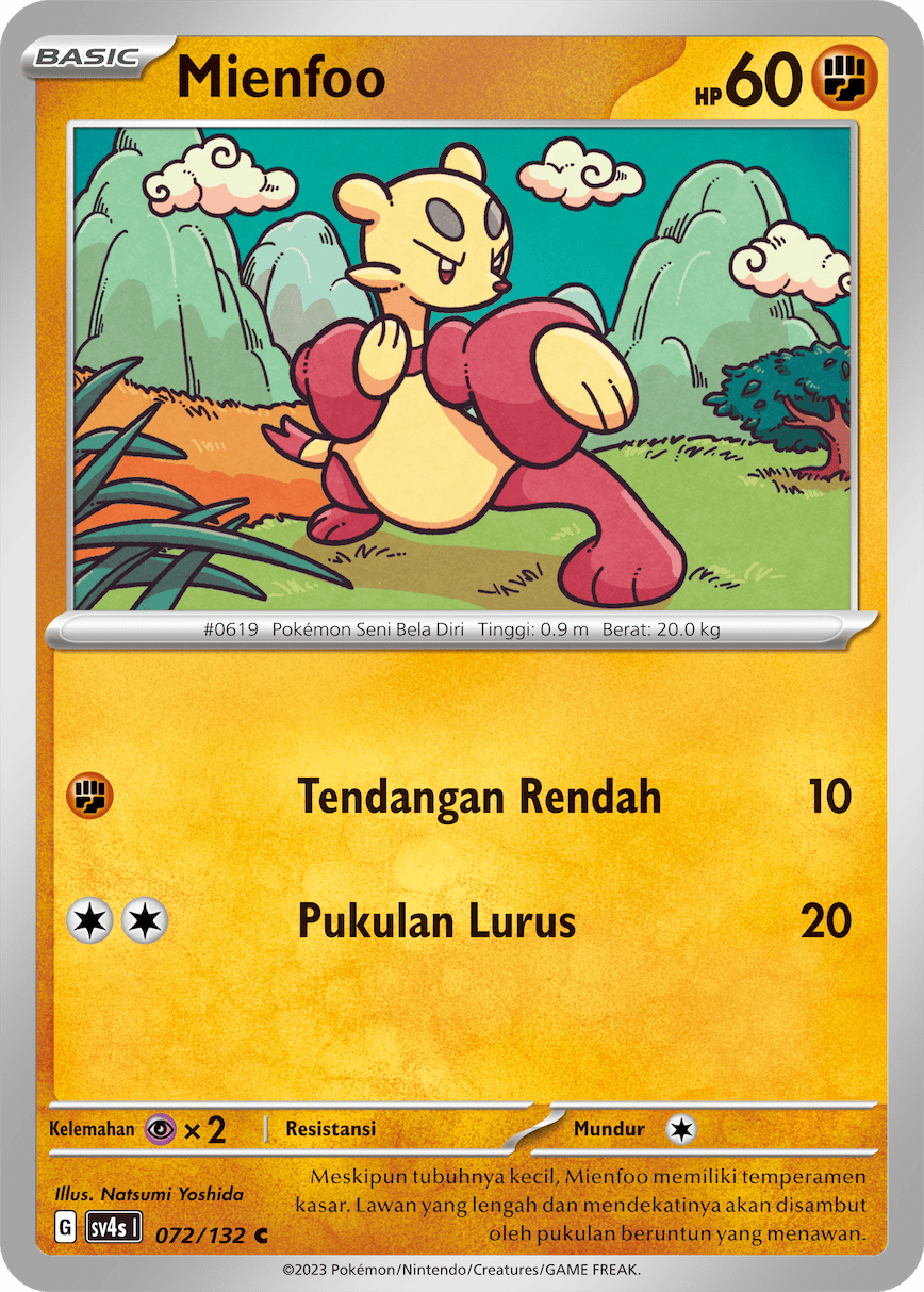 Mienfoo 072/132 — Pertemuan Paradoks (Indonesian Pokémon TCG card)