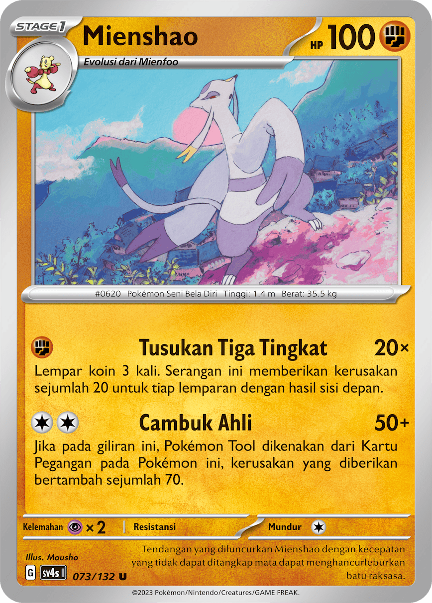 Mienshao 073/132 — Pertemuan Paradoks (Indonesian Pokémon TCG card)