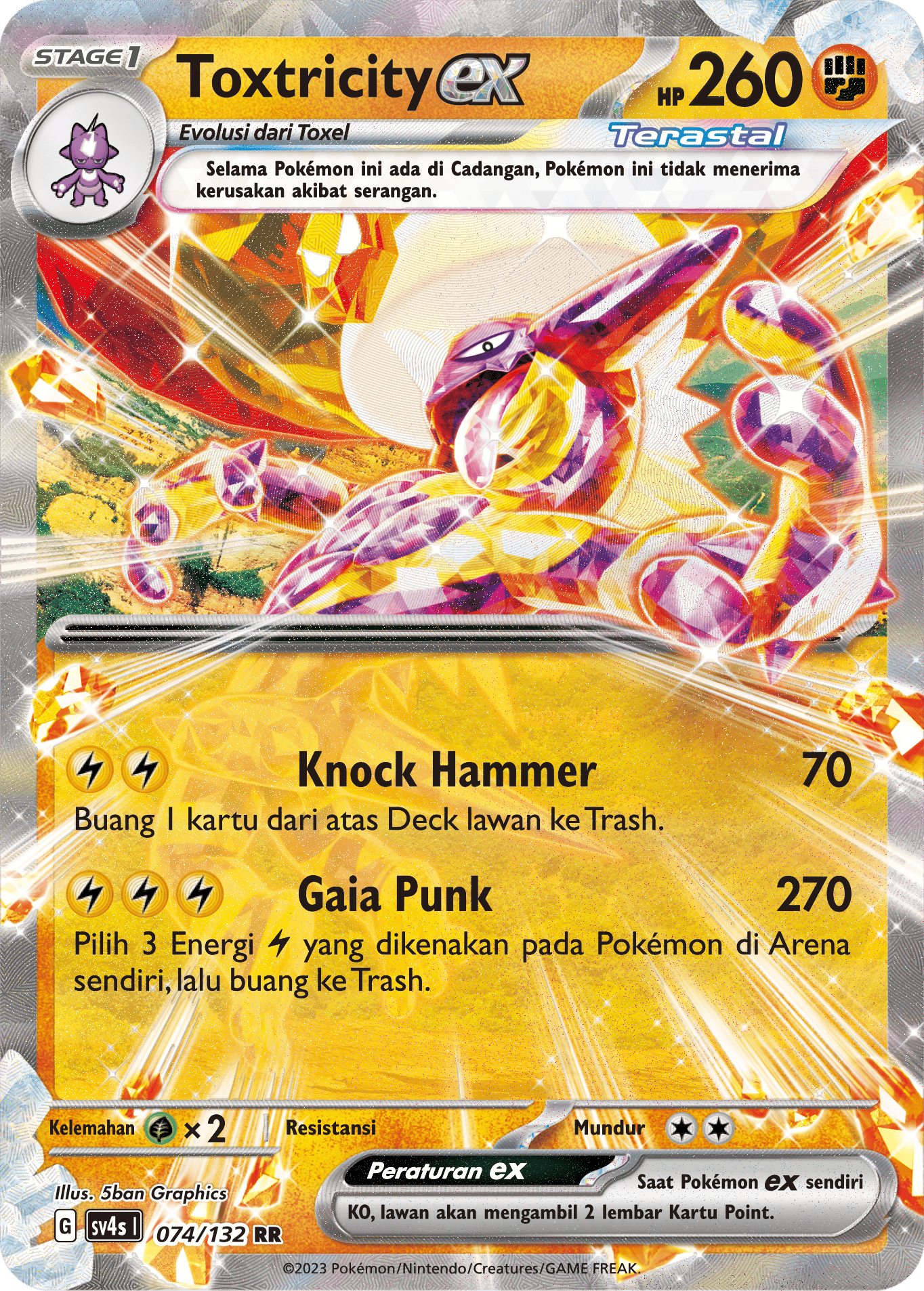 Toxtricity ex 074/132 — Pertemuan Paradoks (Indonesian Pokémon TCG card)