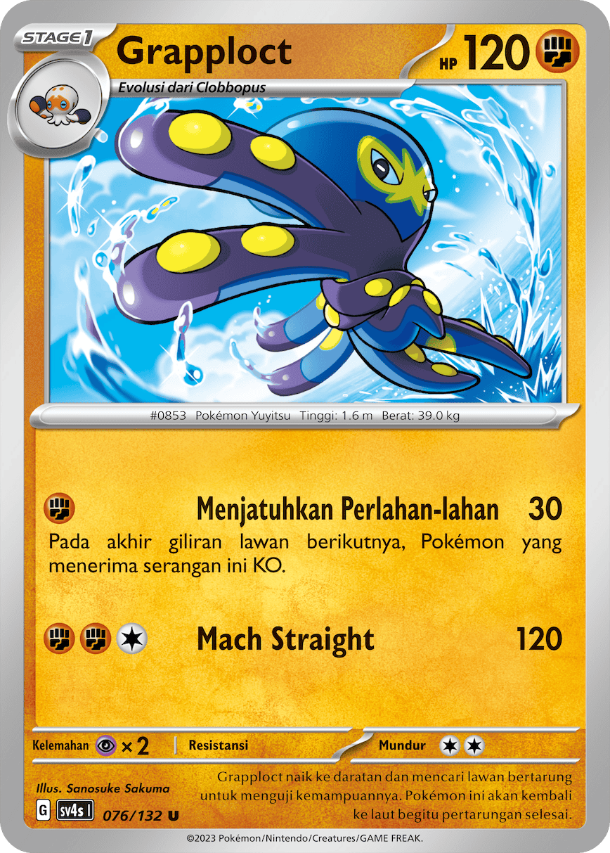 Grapploct 076/132 — Pertemuan Paradoks (Indonesian Pokémon TCG card)