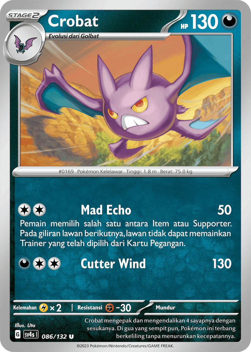 Crobat 086/132 — Pertemuan Paradoks (Indonesian Pokémon TCG card)
