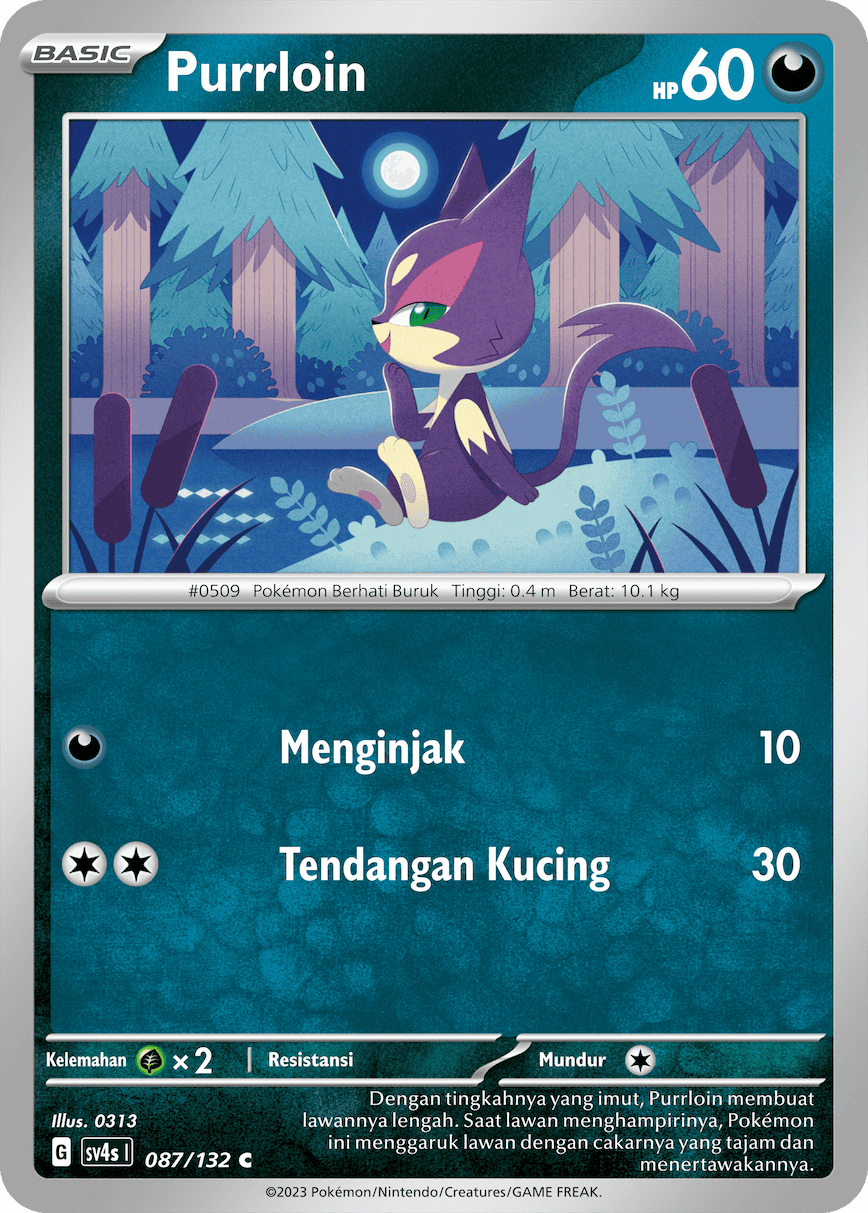 Purrloin 087/132 — Pertemuan Paradoks (Indonesian Pokémon TCG card)