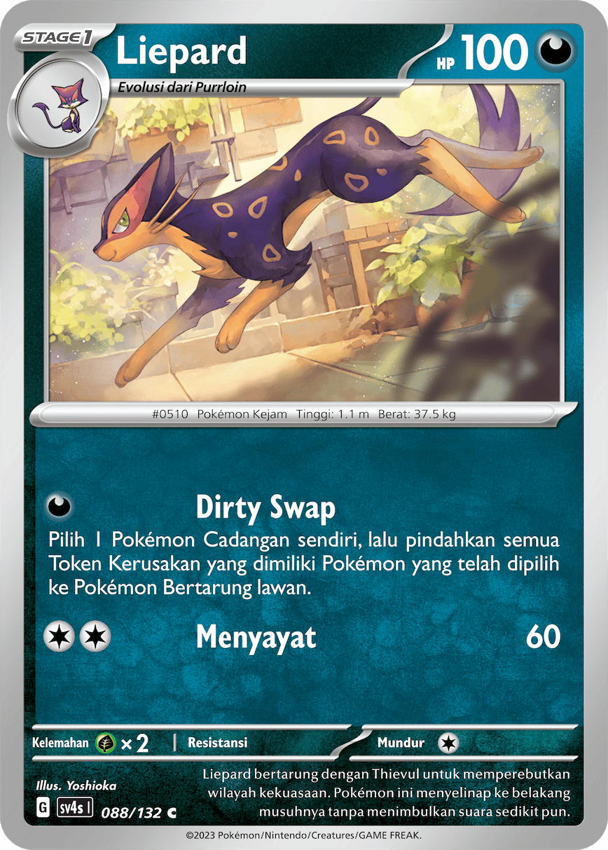 Liepard 088/132 — Pertemuan Paradoks (Indonesian Pokémon TCG card)
