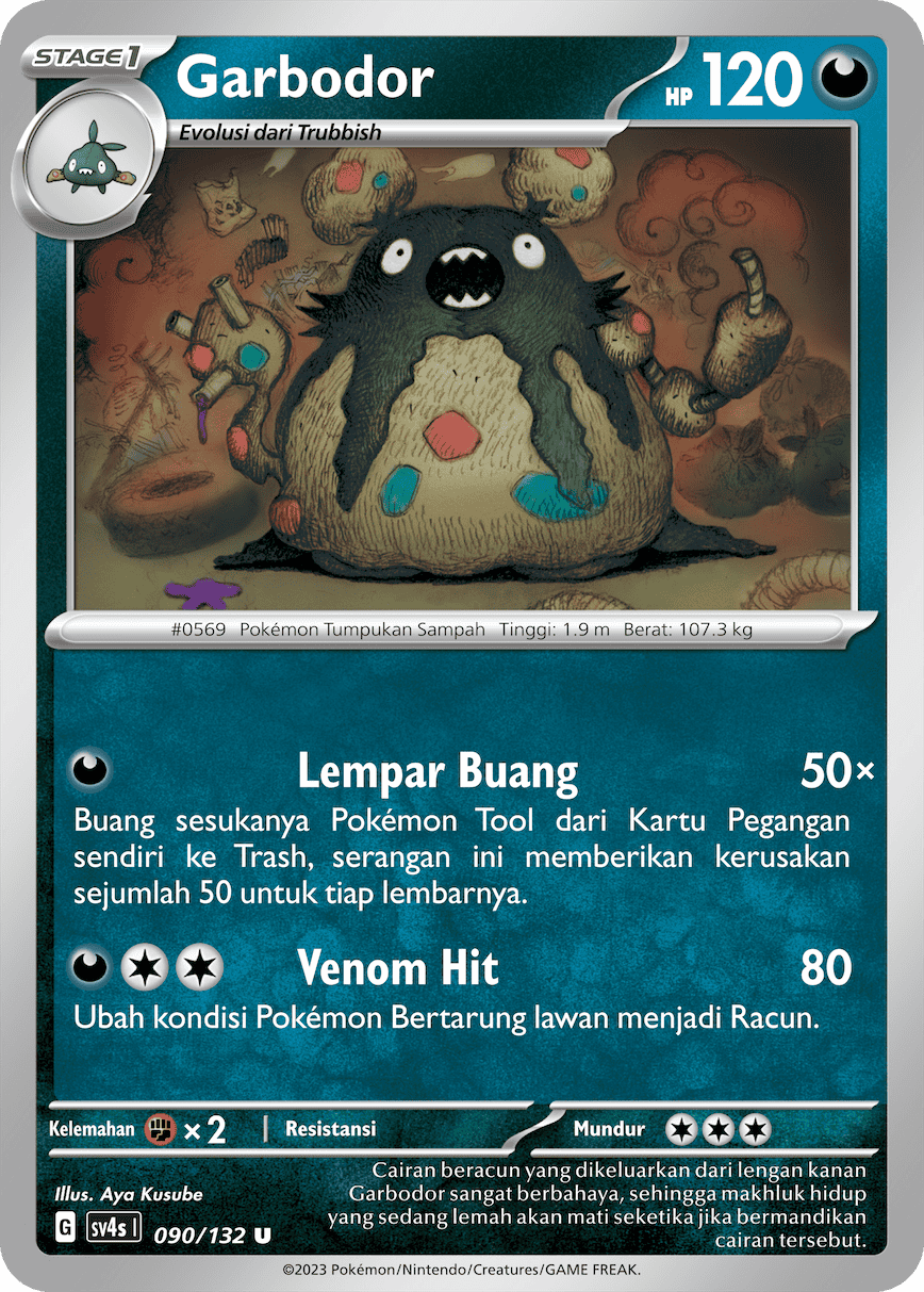 Garbodor 090/132 — Pertemuan Paradoks (Indonesian Pokémon TCG card)