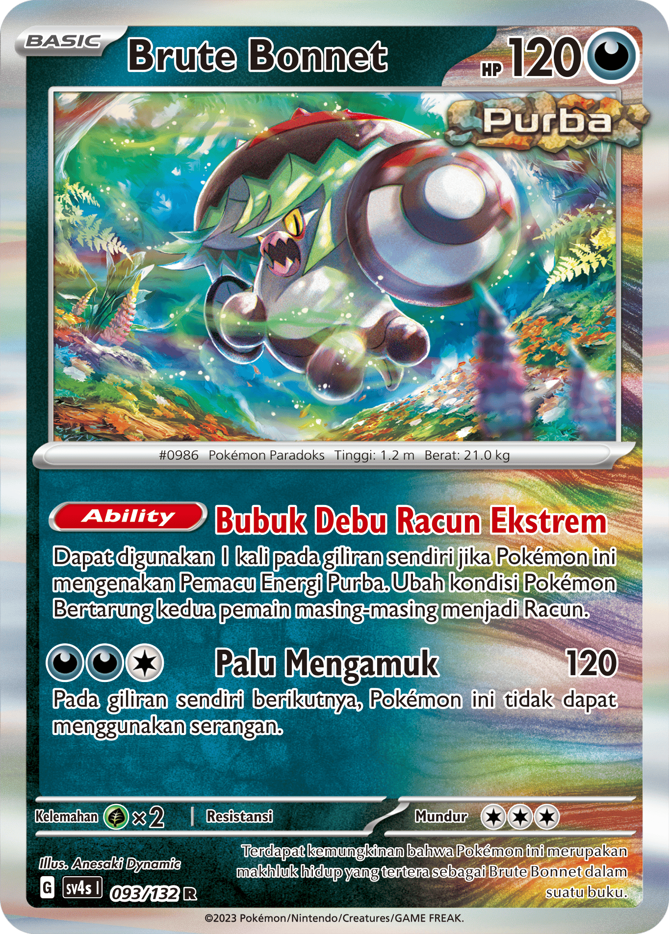 Brute Bonnet 093/132 — Pertemuan Paradoks (Indonesian Pokémon TCG card)