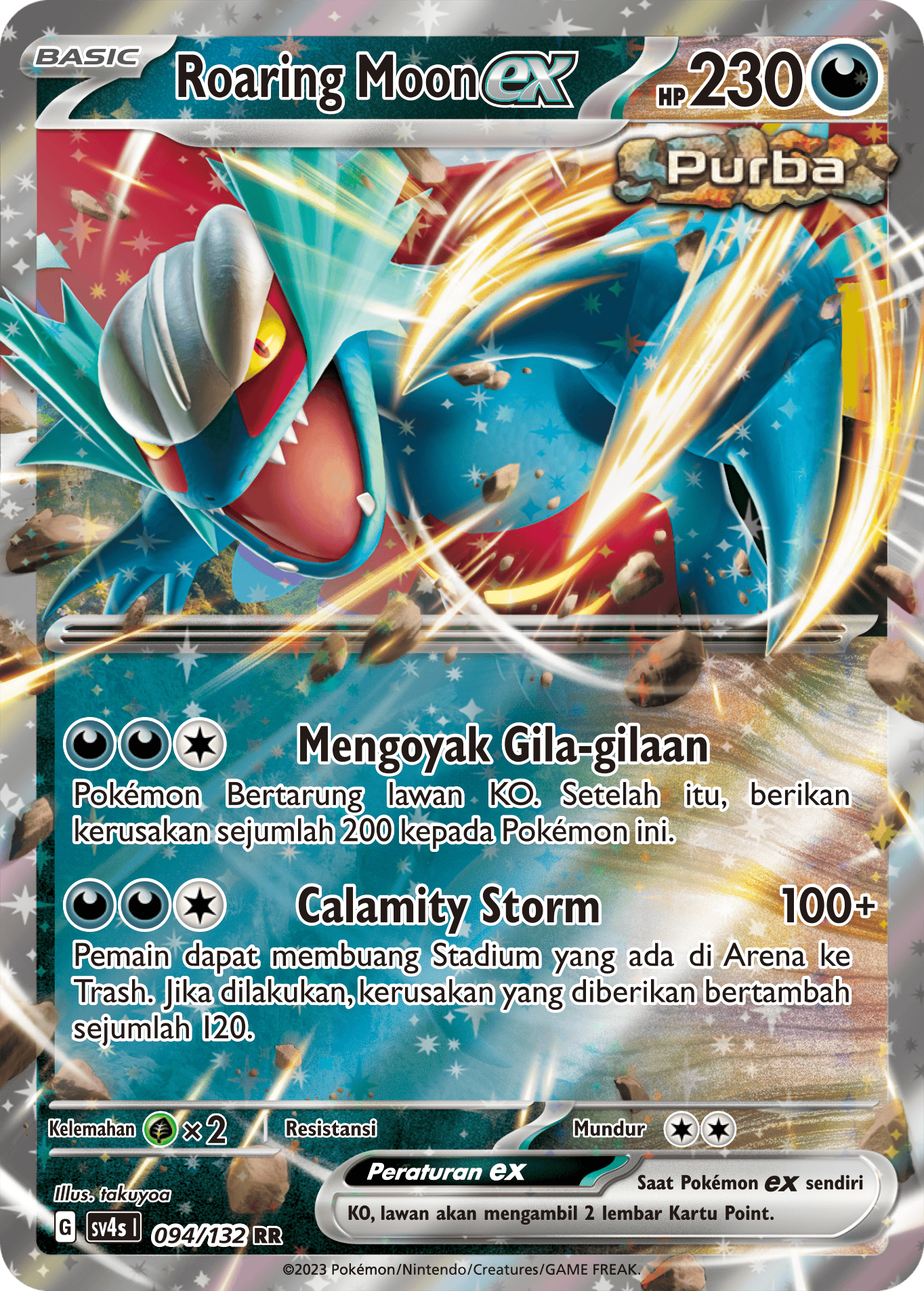 Roaring Moon ex 094/132 — Pertemuan Paradoks (Indonesian Pokémon TCG card)