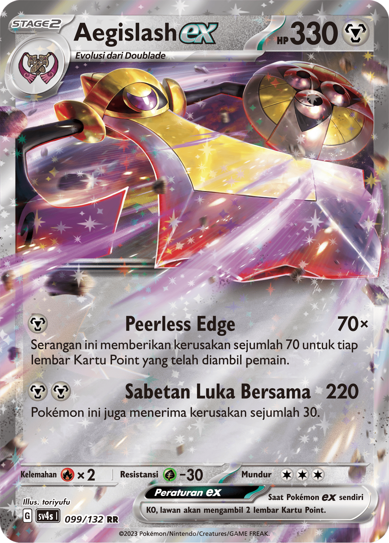 Aegislash ex 099/132 — Pertemuan Paradoks (Indonesian Pokémon TCG card)