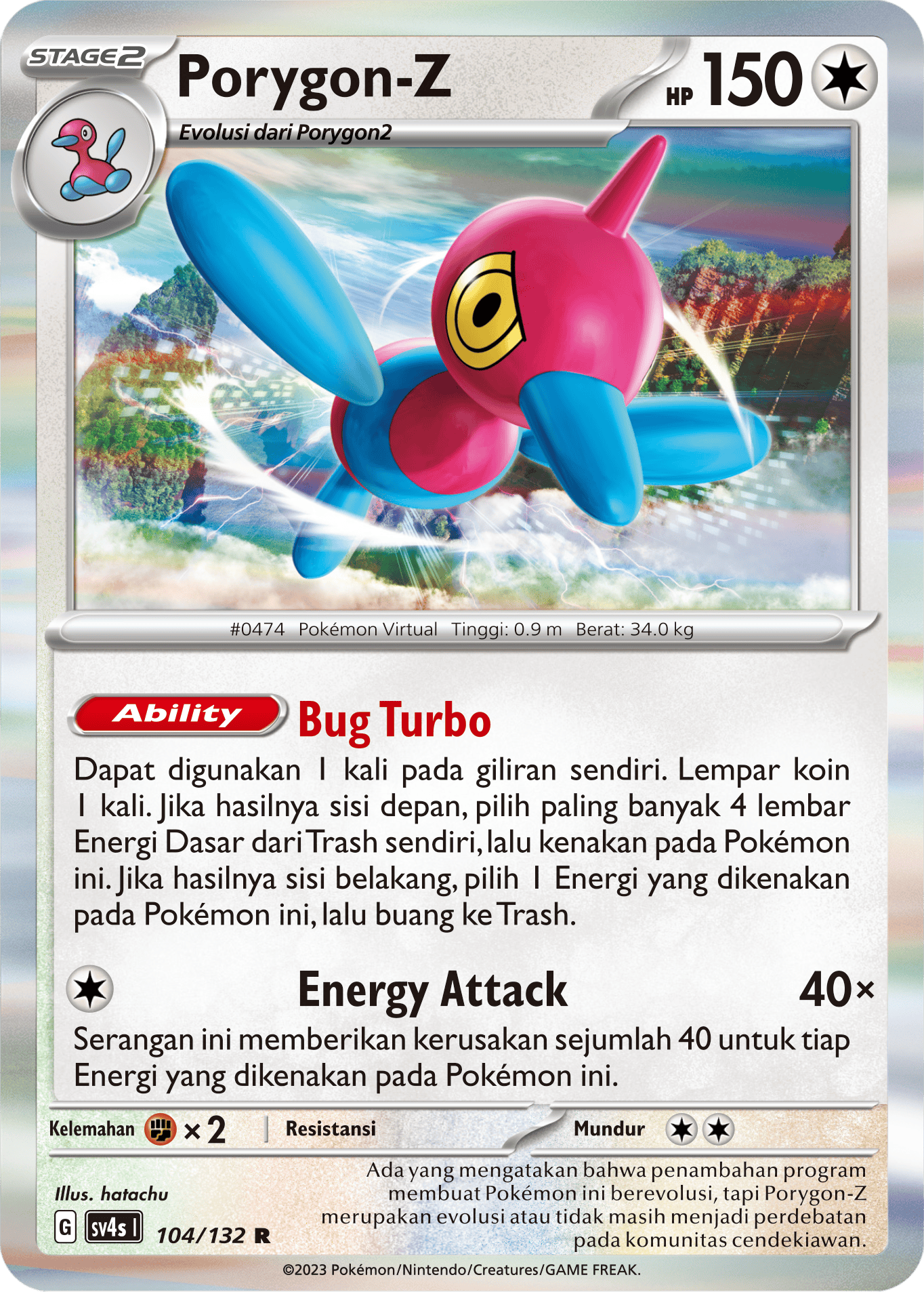 Porygon-Z 104/132 — Pertemuan Paradoks (Indonesian Pokémon TCG card)