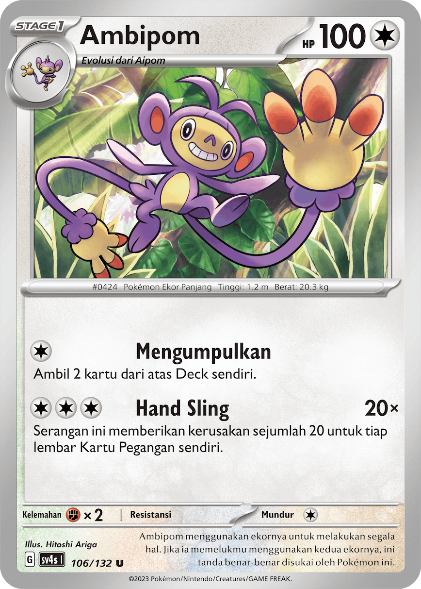 Ambipom 106/132 — Pertemuan Paradoks (Indonesian Pokémon TCG card)