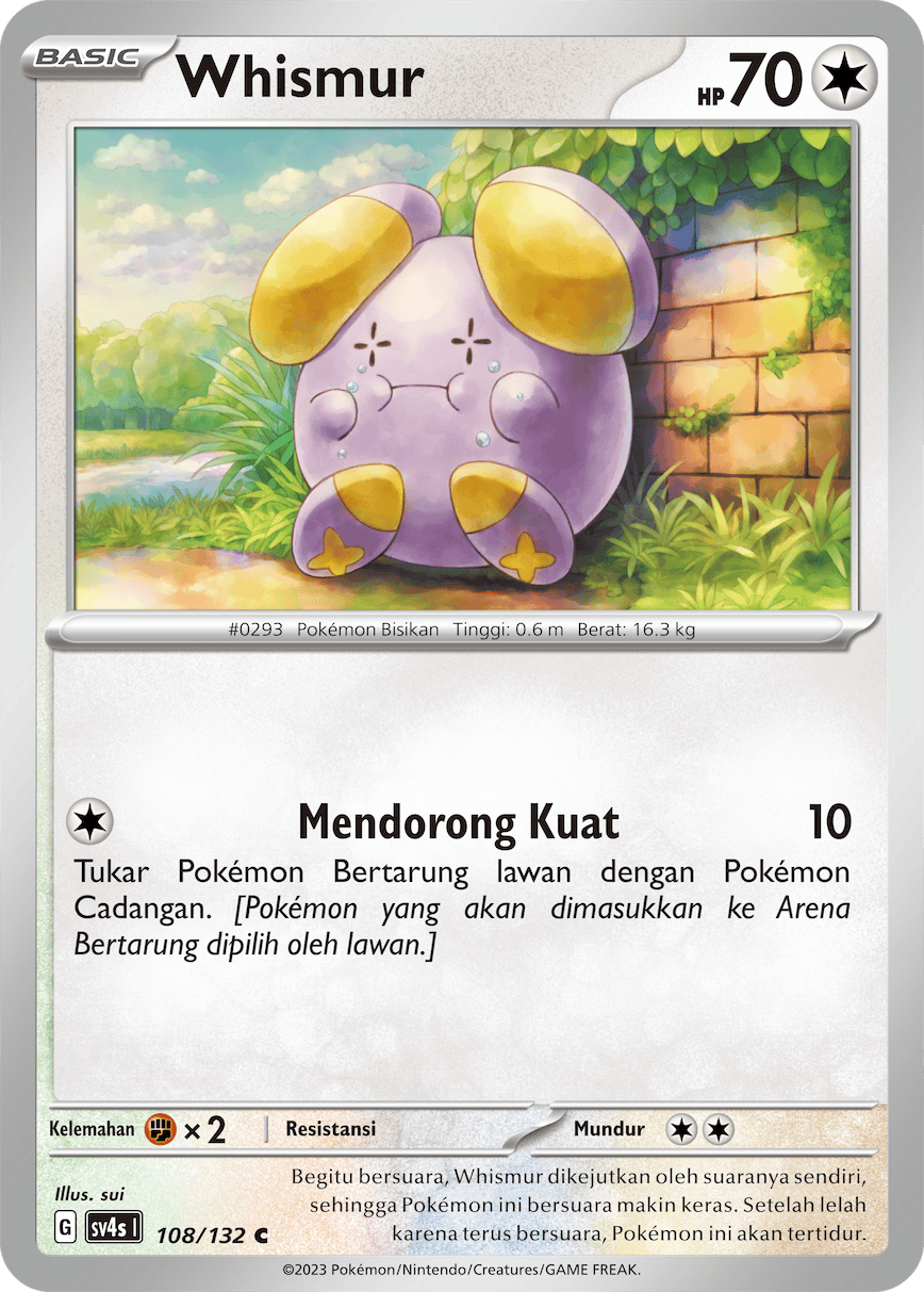 Whismur 108/132 — Pertemuan Paradoks (Indonesian Pokémon TCG card)