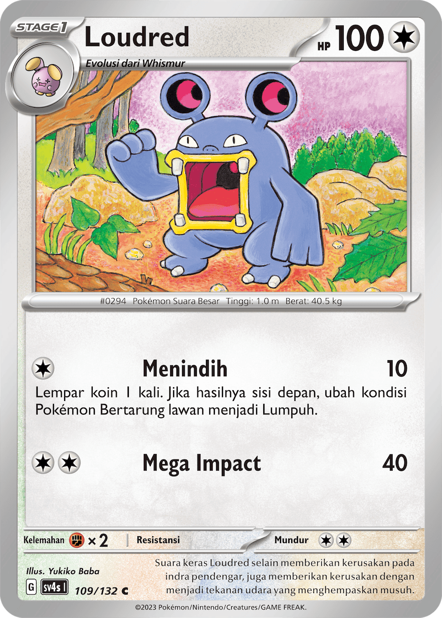 Loudred 109/132 — Pertemuan Paradoks (Indonesian Pokémon TCG card)