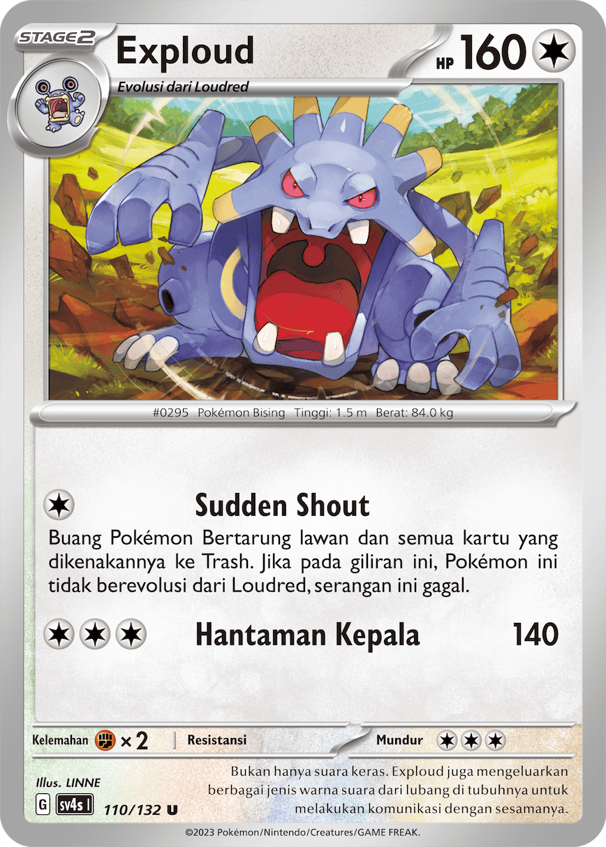 Exploud 110/132 — Pertemuan Paradoks (Indonesian Pokémon TCG card)
