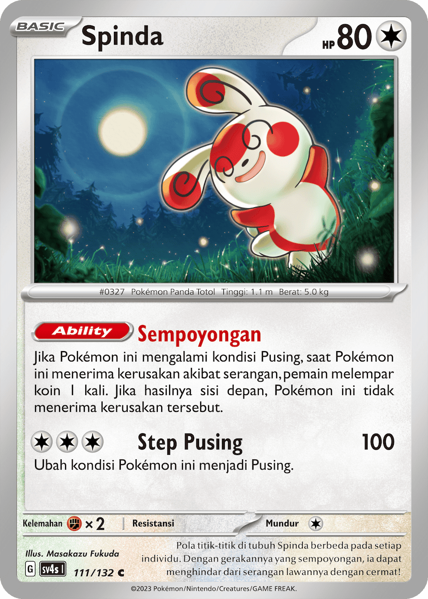 Spinda 111/132 — Pertemuan Paradoks (Indonesian Pokémon TCG card)