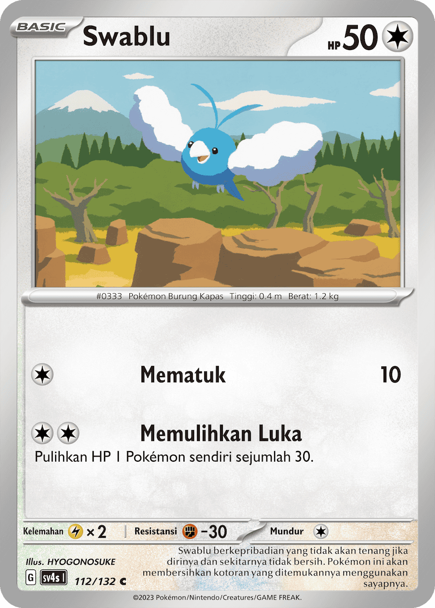 Swablu 112/132 — Pertemuan Paradoks (Indonesian Pokémon TCG card)