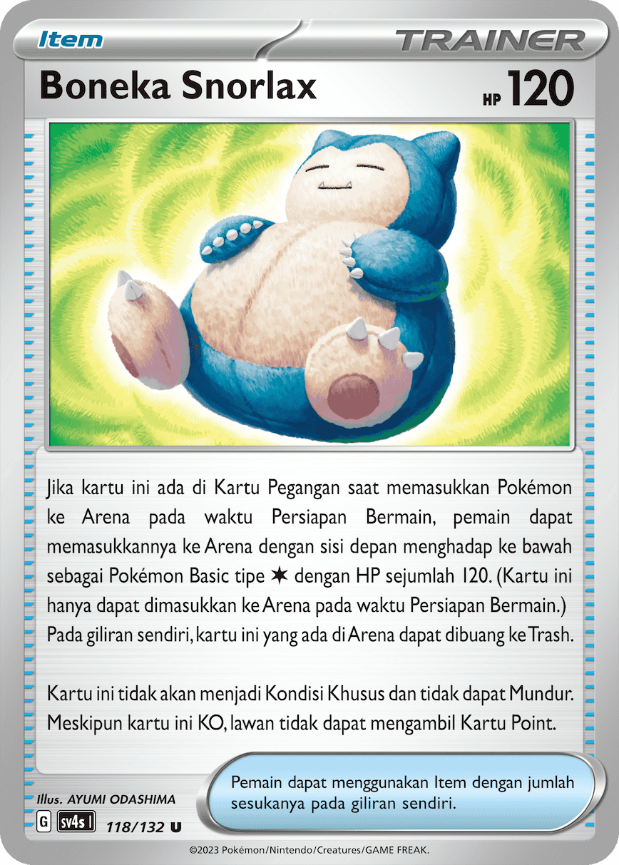 Boneka Snorlax 118/132 — Pertemuan Paradoks (Indonesian Pokémon TCG card)