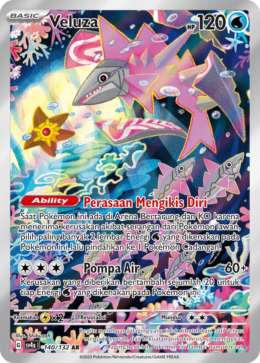 Veluza 140/132 AR — Pertemuan Paradoks (Indonesian Pokémon TCG card)