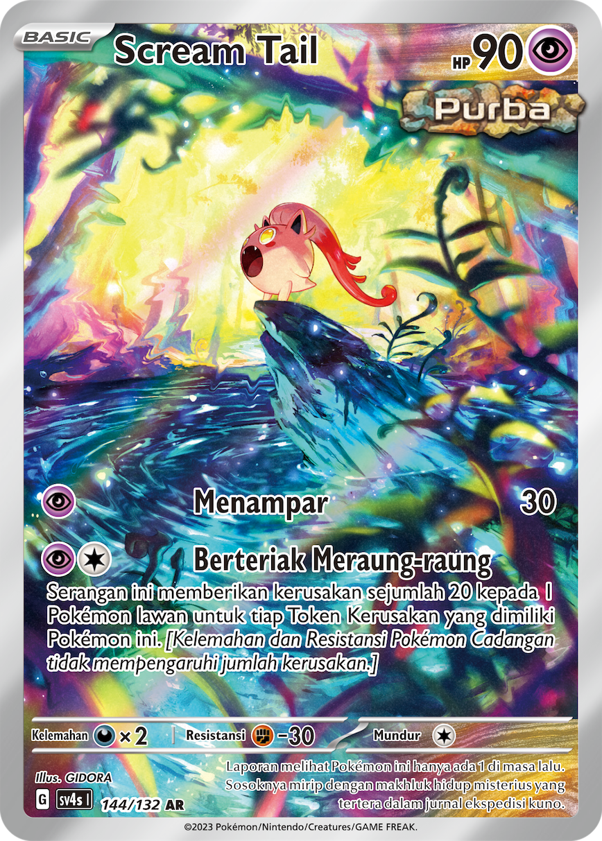 Scream Tail 144/132 — Pertemuan Paradoks (Indonesian Pokémon TCG card)