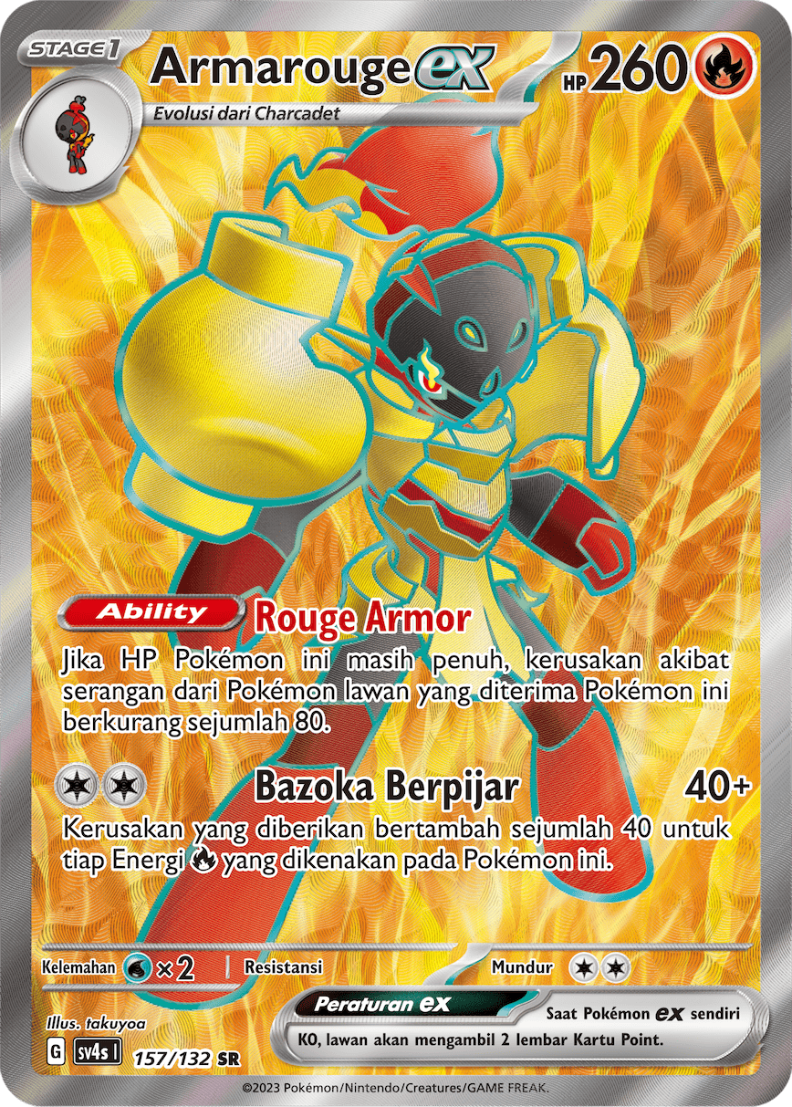 Armarouge ex 157/132 — Pertemuan Paradoks (Indonesian Pokémon TCG card)