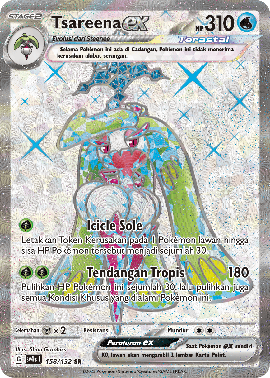 Tsareena ex 158/132 — Pertemuan Paradoks (Indonesian Pokémon TCG card)