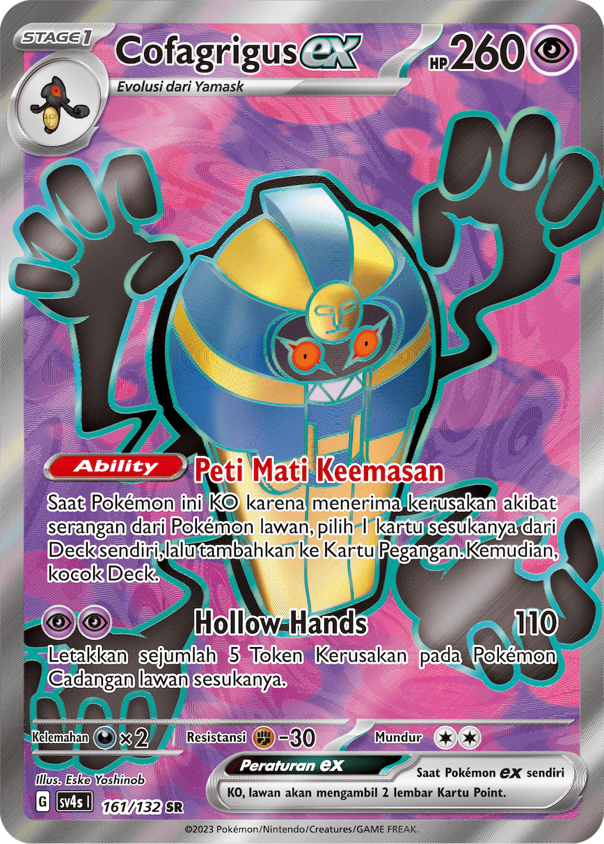 Cofagrigus ex 161/132 — Pertemuan Paradoks (Indonesian Pokémon TCG card)