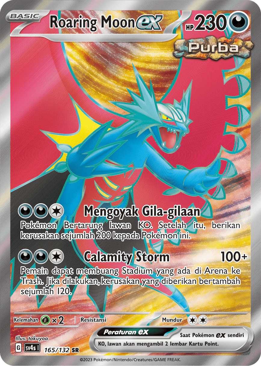 Roaring Moon ex 165/132 — Pertemuan Paradoks (Indonesian Pokémon TCG card)