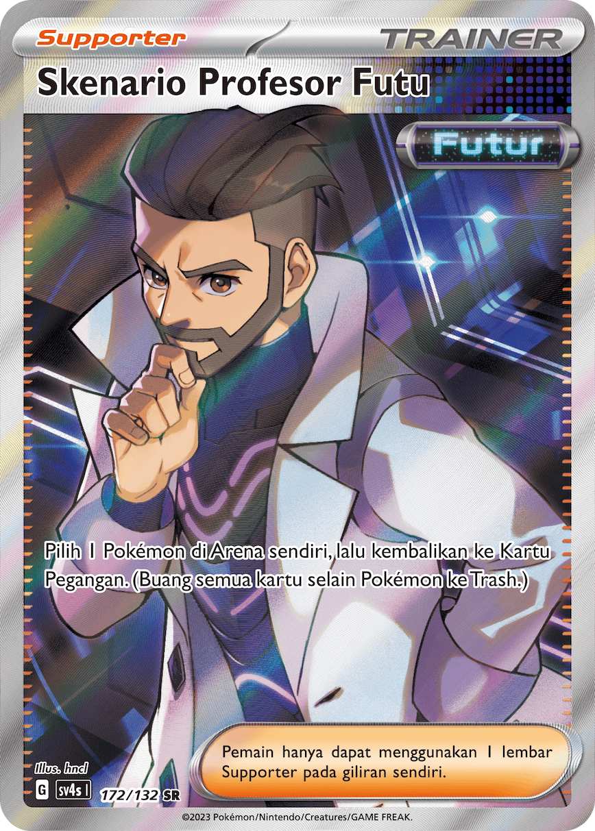 Skenario Profesor Futu 172/132 — Pertemuan Paradoks (Indonesian Pokémon TCG card)