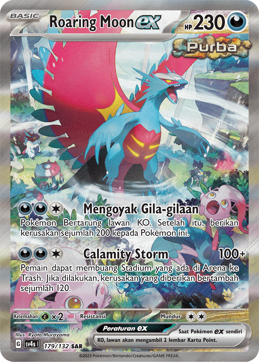Roaring Moon ex 179/132 — Pertemuan Paradoks (Indonesian Pokémon TCG card)