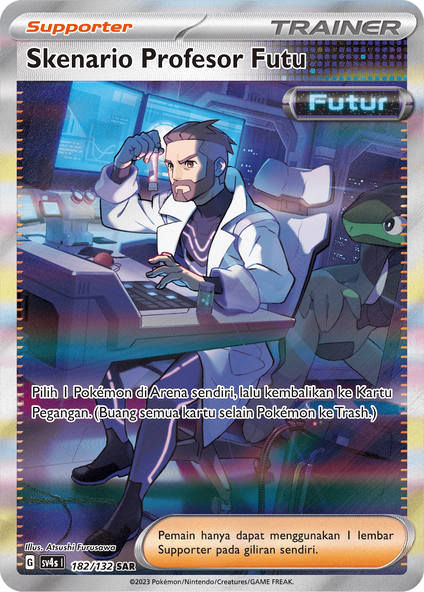 Skenario Profesor Futu 182/132 — Pertemuan Paradoks (Indonesian Pokémon TCG card)