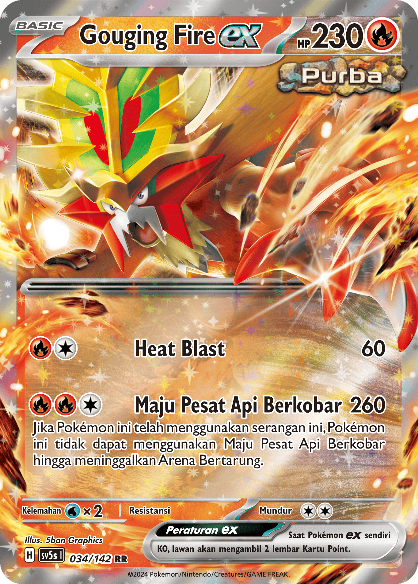 Gouging Fire ex 034 — Paradoks Andalan (Indonesian Pokémon TCG card)