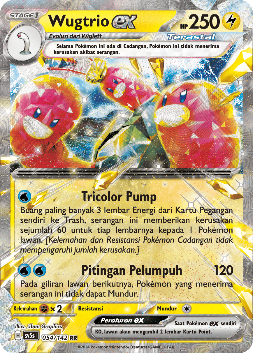 Wugtrio ex 054 — Paradoks Andalan (Indonesian Pokémon TCG card)