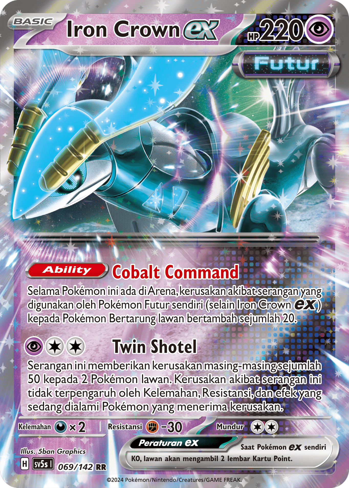 Iron Crown ex 069 — Paradoks Andalan (Indonesian Pokémon TCG card)
