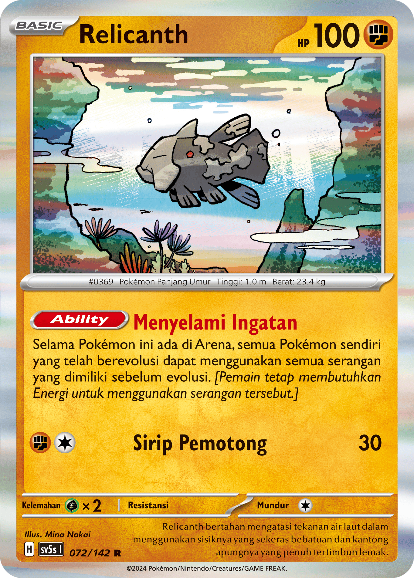 Relicanth 072 — Paradoks Andalan (Indonesian Pokémon TCG card)