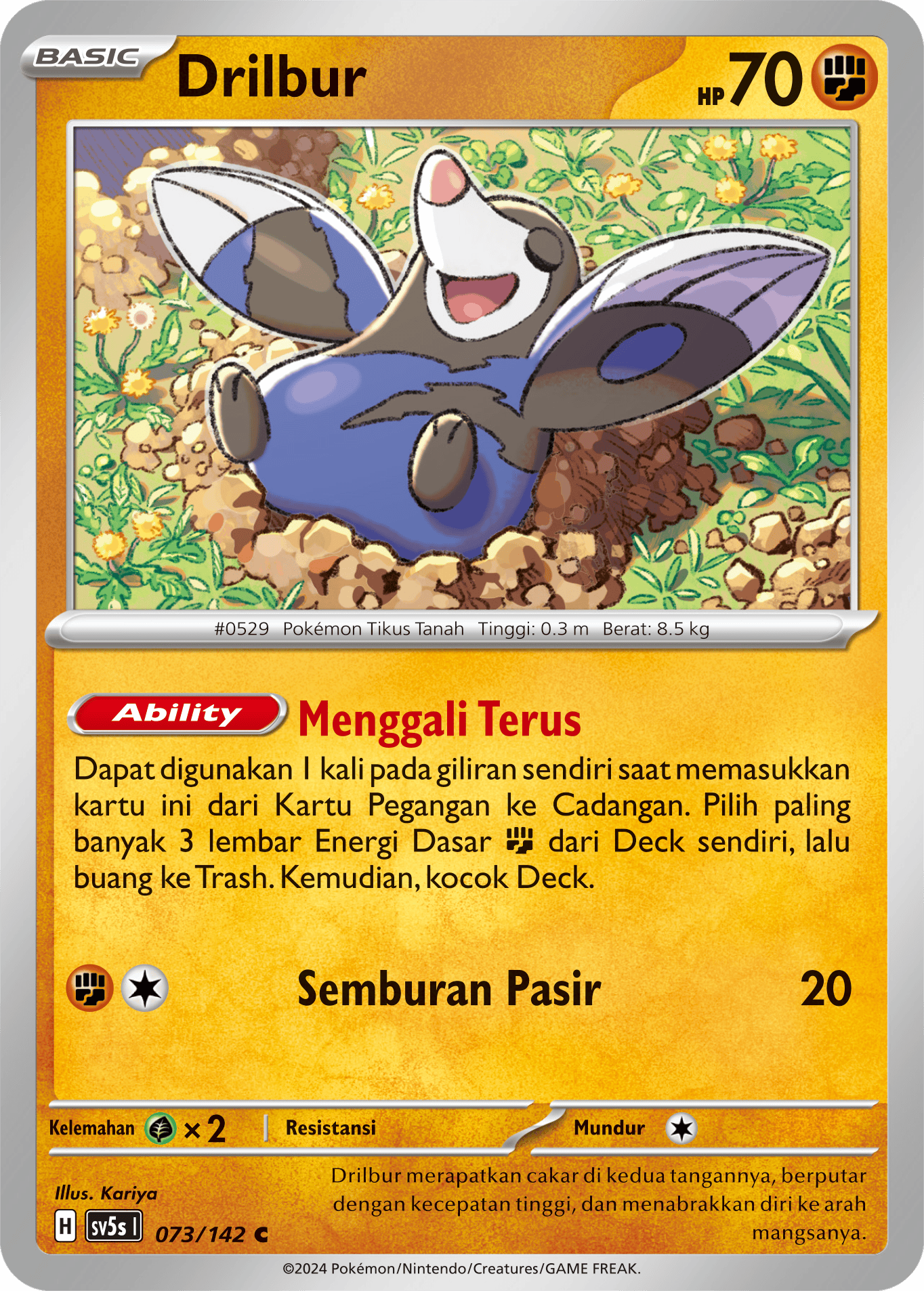 Drilbur 073 — Paradoks Andalan (Indonesian Pokémon TCG card)