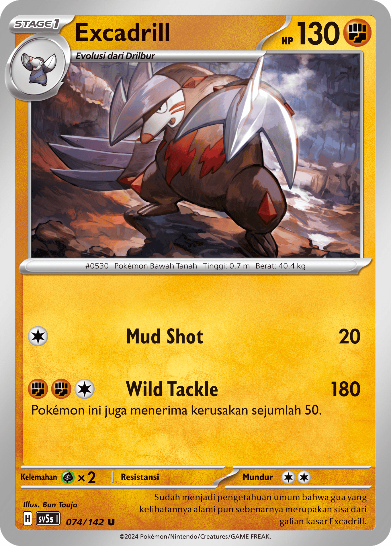 Excadrill 074 — Paradoks Andalan (Indonesian Pokémon TCG card)